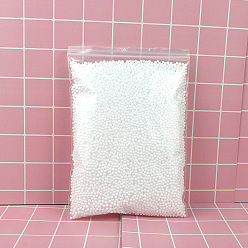 Blanc Petites boules de mousse artisanales, ronde, pour la fabrication d'artisanat de vacances de mariage bricolage, remplisseur de boîte cadeau, blanc, 2~4mm, 7~10 g / sac