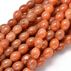 Red Aventurine Oval Dyed Natural Red Aventurine Beads Necklaces, 10x8mm, Hole: 1mm, about 39pcs/strand, 15.7 inch