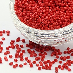 Crimson 12/0 Glass Seed Beads, Opaque Colours Seed, Small Craft Beads for DIY Jewelry Making, Round, Round Hole, Crimson, 12/0, 2mm, Hole: 1mm, about 3333pcs/50g, 50g/bag, 18bags/2pounds