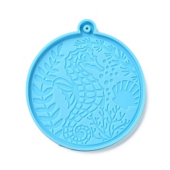 Sea Horse Moules en silicone pendentif thème océan diy, moules de résine, pour la résine UV, fabrication de bijoux en résine époxy, motif de cheval de mer, 90x82x6mm, Trou: 1.8mm