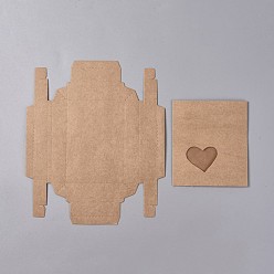 Camello Cajas deslizantes plegables de papel kraft, con cajones de papel de ventana transparente de corazón, Rectángulo, camello, caja: 11.5x8x2 cm