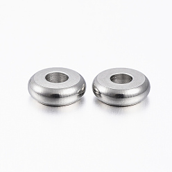Stainless Steel Color 304 Stainless Steel Spacer Beads, Flat Round, Stainless Steel Color, 6x2mm, Hole: 2mm