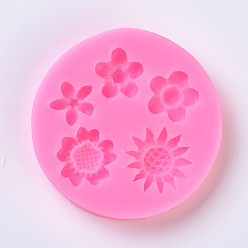 Pink Food Grade Silicone Molds, Fondant Molds, For DIY Cake Decoration, Chocolate, Candy Mold, Flower, Pink, 64.5x8.5mm