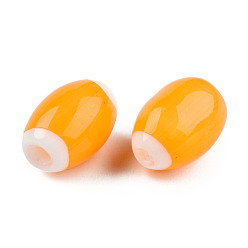 Orange Handmade Lampwork Beads Strands, Oval, Orange, 10.5~11.5x7.5~8mm, Hole: 1.2~2mm, about 34~37pcs/strand, 15.75 inch~15.94 inch(40~40.5cm)