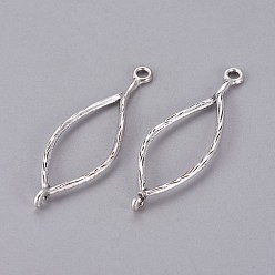 Antique Silver Tibetan Style Oval Links connectors, Cadmium Free & Lead Free, Antique Silver, 44x14x1.5mm, Hole: 1.5mm