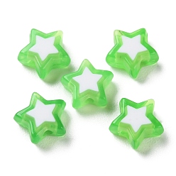 Lime Star Acrylic Beads, Bead in Bead, Lime, 8.5x9x4mm, Hole: 1.8mm, about 2941pcs/500g