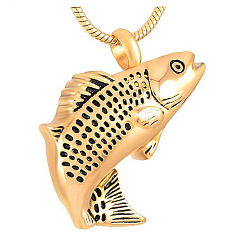 Золотой Ожерелье из урны из нержавеющей стали в форме рыбы, памятные украшения для женщин, золотые, 19.69 дюйм (50 см)
