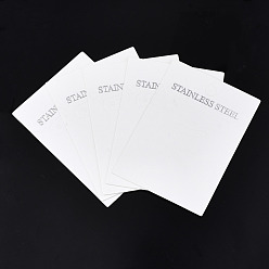White Cardboard Ear Stud Display Cards, Rectangle with Word Stainless Steel, White, 8.4x6x0.04cm