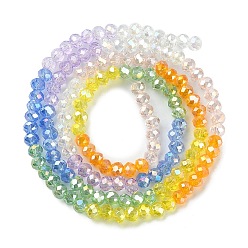 Colorful Transparent Electroplate Glass Beads Strands, AB Color Plated, Faceted, Abacus, Colorful, 4~5x3~3.5mm, Hole: 1mm, about 147pcs/strand, 20.08''(51cm)