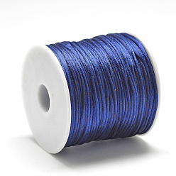 Midnight Blue Nylon Thread, Rattail Satin Cord, Midnight Blue, about 1mm, about 76.55 yards(70m)/roll