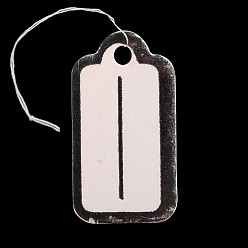 Argent Bijoux rectangle étiquettes de prix du papier d'affichage, avec cordon de coton, argenterie, 23x13x0.2mm, trou: 2 mm, 500 PCs / sac