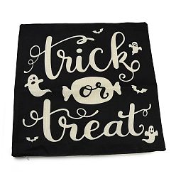Ghost Burlap Halloween Pillow Case, Square Cushion Cover, for Sofa Bed Decoration, Ghost Pattern, 45x45x0.5cm