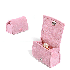 Pink Boîtes de rangement de bijoux en velours arc, étui de voyage portable avec fermoir à pression, pour porte-boucles d'oreilles, cadeau pour les femmes, rose, 3.1x6.2x4.1 cm