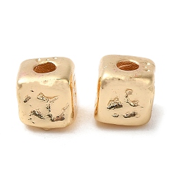 Light Gold Brass Beads, Long-Lasting Plated, Cube, Light Gold, 6x6x6mm, Hole: 2.5mm
