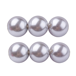 WhiteSmoke Grade A Glass Pearl Beads, Pearlized, Round, WhiteSmoke, 4mm, Hole: 0.7~1.1mm, about 100pcs/Strand, 16''(40.64cm)
