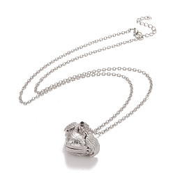Платина Ожерелье с подвеской в виде сердца из сплава с несколькими фотографиями для женщин, платина, 25.95 дюйм (66 см), лоток : 18x19 мм