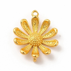 Real 18K Gold Plated Brass Connector Charms, 3D Flower Links, Real 18K Gold Plated, 18x15x4mm, Hole: 1mm and 1.2mm