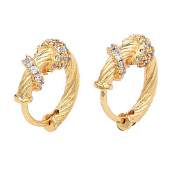 Прозрачный Массивные серьги-кольца с кубическим цирконием, золотые латунные украшения для женщин, без никеля , прозрачные, 14x16.5x5.5 мм, штифты : 1 мм