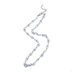 Blanco Collar de cadena de eslabones de plástico mal de ojo, 304 joyas de acero inoxidable para mujer, blanco, 17-1/2~17-5/8 pulgada (44.4~44.7 cm)