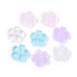 Couleur Mélangete Perles en verre electroplate, fleur, couleur mixte, 11x2.7mm, Trou: 1mm