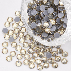 Sombra Dorada Hotfix rhinestone, cabujones traseros planos de diamantes de imitación de cristal, semicírculo, golden shadow, ss 16, 3.8~4x1.5 mm, sobre 1440 unidades / bolsa