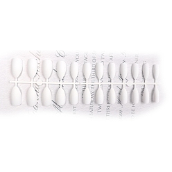 Белый Твердый пластиковый пресс с полным покрытием на накладных кончиках ногтей, нейл-арт съемный маникюр слезинка, белые, 19~26x11.6~20 мм, 24 шт / комплект