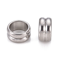 Stainless Steel Color 201 Stainless Steel European Beads, Large Hole Beads, Groove Beads, Column, Stainless Steel Color, 11.5x6mm, Hole: 9mm