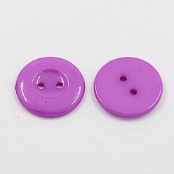 Dark Orchid Acrylic Sewing Buttons for Costume Design, Plastic Shirt Buttons, 2-Hole, Dyed, Flat Round, Dark Orchid, 21x2.5mm, Hole: 1mm