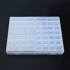 Clear Rectangle Polypropylene(PP) Bead Storage Containers, with Hinged Lid and 56 Grids, Each Row Has 4 Grids, for Jewelry Small Accessories, Clear, 21x18x2.6cm