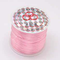 Pink Плоская эластичная кристаллическая струна, эластичная нить для бисера, для изготовления эластичного браслета, розовые, 0.8 мм, около 54.68 ярдов (50 м) / рулон