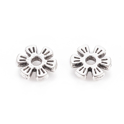 Antique Silver Alloy Spacer Beads, Flower, Antique Silver, 8x2mm, Hole: 1.6mm
