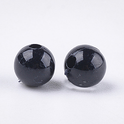 Черный Непрозрачные пластиковые бусины, круглые, чёрные, 6x5.5 мм, Отверстие : 1.8 мм , около 4790 шт / 500 г