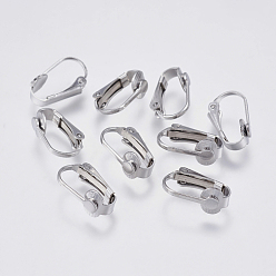Stainless Steel Color 304 Stainless Steel Clip-on Earring Findings, Stainless Steel Color, 16x10x7mm