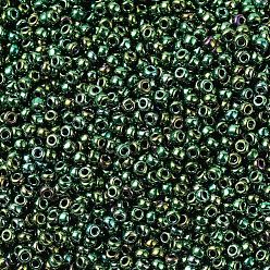 (RR468) Metallic Malachite Green Iris MIYUKI Round Rocailles Beads, Japanese Seed Beads, (RR468) Metallic Malachite Green Iris, 11/0, 2x1.3mm, Hole: 0.8mm, about 5500pcs/50g