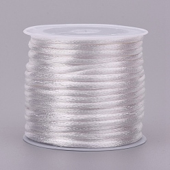 Humo Blanco Cuerda de nylon, cordón de cola de rata de satén, para hacer bisutería, anudado chino, whitesmoke, 1.5 mm, aproximadamente 16.4 yardas (15 m) / rollo