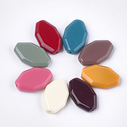 Mixed Color Opaque Acrylic Beads, Octagon, Mixed Color, 33.5x21x7.5mm, Hole: 2mm