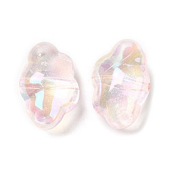 Rose Brumeux Placage uv perles acryliques irisées arc-en-ciel transparentes, nuage, rose brumeuse, 26x17x13mm, Trou: 2.1mm