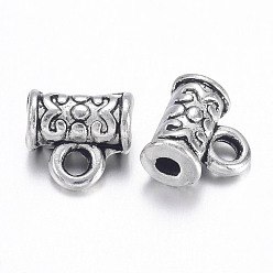 Antique Silver Tibetan Style Alloy Hangers, Bail Beads, Cadmium Free & Lead Free, Cup, Antique Silver, about 7mm long, 7mm wide, 4.5mm thick, hole: 1mm