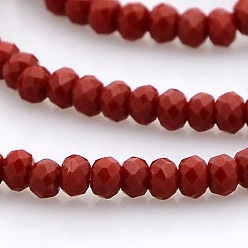 Rouge Verre imitation jade facettes rondelles perles brins, rouge, 3x2mm, Trou: 1mm, Environ 198 pcs/chapelet, 15.7 pouce