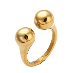 Золотой Ионное покрытие (ip) 304 манжеты из нержавеющей стали для женщин, круглое кольцо с шариком, золотые, размер США 7 (17.3 мм)