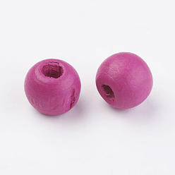 Camellia Natural Wood Beads, Dyed, Round, Camellia, 10x9mm, Hole: 3mm, about 1850pcs/500g