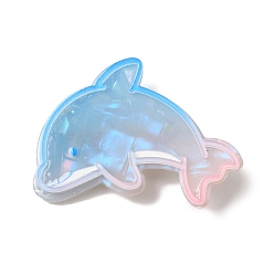 Озёрно--синий Акриловые заколки из кожи аллигатора с дельфинами на тему океана, аксессуары для волос для девочек женщин, Плут синий, 47x55x11 мм