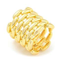 Real 18K Gold Plated Rack Plating Brass Oval Open Cuff Rings, Long-Lasting Plated, Lead Free & Cadmium Free, Real 18K Gold Plated, Inner Diameter: 17mm