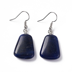 Sodalite Natural Sodalite Trapezoid Dangle Earrings, Platinum Brass Jewelry for Women, 41mm, Pin: 0.7mm