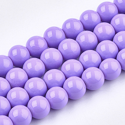 Фиолетовый Окрашенные стеклянные бусины , спекающийся лак, круглые, фиолетовые, 8 мм, отверстие : 1.3~1.6 мм, около 100 шт / нитка, 31.4 дюйм