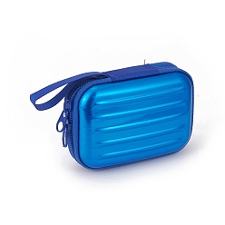 Bleu Sac à fermeture éclair en fer blanc, porte-monnaie portable, pour carte de visite, forme de boîte à tirette, bleu, 70x100mm