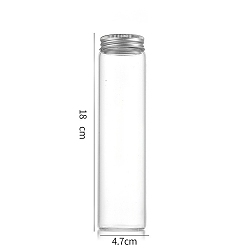 Серебро Колонна стеклянная винтовая верхняя трубка для хранения шариков, прозрачные стеклянные бутылки с алюминиевыми губками, серебряные, 4.7x18 см, емкость: 240 мл (8.12 жидких унций)