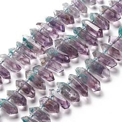 Amethyst Natural Amethyst Beads Strands, Dyed, Faceted, Double Terminated Pointed/Bullet, 15.5~33x9.5~11x9~10mm, Hole: 2mm, about 34~37pcs/strand, 16.34~16.73 inch(41.5~42.5cm)