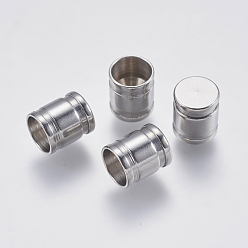 Stainless Steel Color 304 Stainless Steel Cord End Caps, Column, Stainless Steel Color, 7x6mm, Hole: 5mm
