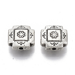 Antique Silver Tibetan Style Alloy Beads, Cadmium Free & Lead Free, Cross, Antique Silver, 12x12x5mm, Hole: 1.6mm, about 359pcs/1000g